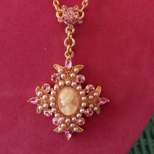 Pink Cameo Necklace